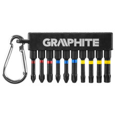 Graphite Біти ударні, набір 10шт, 50мм, PH,PZ,TX, сталь S2, карабін (56H562)