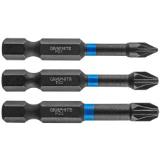 Graphite Біти ударні, набір 3шт, 1/4", PZ1/2/3x50мм, сталь S2 (56H542)