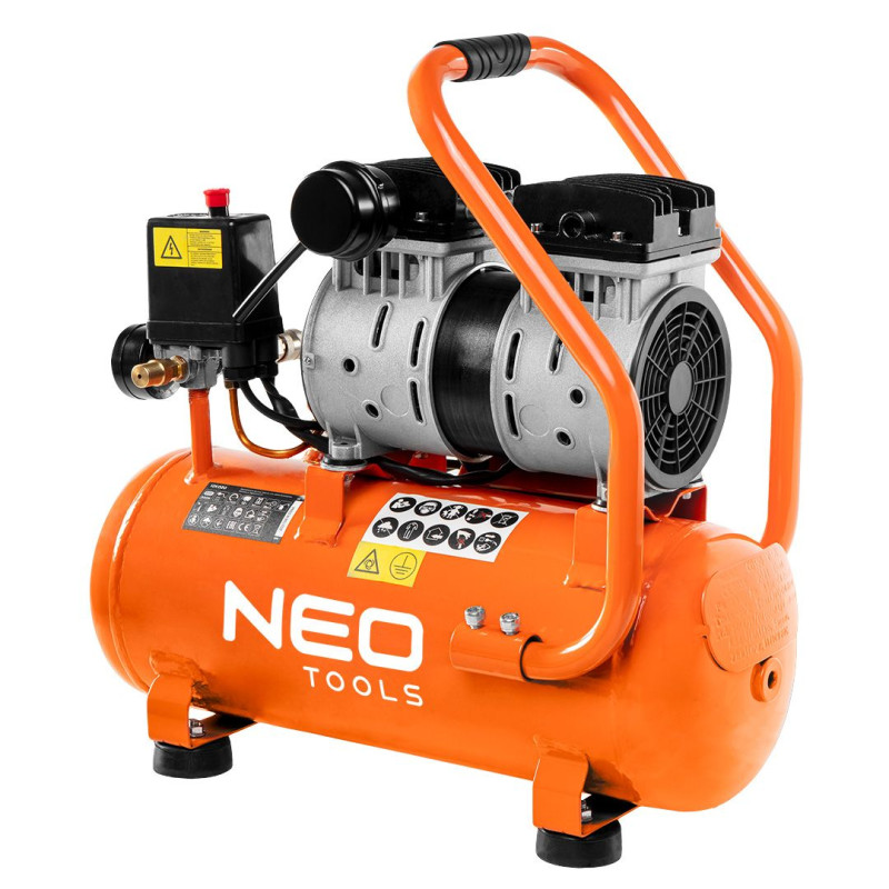 Neo Tools 12K020 Компресор, безмасляний, 230В, 12л, 8 Бар, 105л/хв, 500Вт, прямий привід, індукційний, IP20 (12K020)