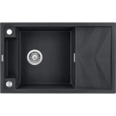 Мийка кухонна Deante Magnetic, граніт, прямокутник, з крилом, 820х500х219мм, чаша - 1, накладна, металічний графіт (ZRM_G113)