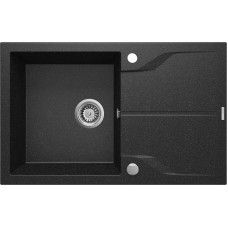 Deante Мийка кухонна Andante, граніт, прямокутник, з крилом, 780х490х194мм, чаша - 1, накладна, графіт (ZQN_2113)