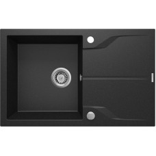 Deante Мийка кухонна Andante, граніт, прямокутник, з крилом, 780х490х194мм, чаша - 1, накладна, металічний графіт (ZQN_G113)