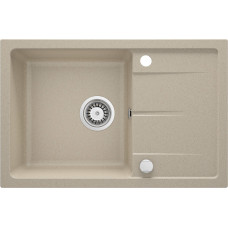 Deante Мийка кухонна Leda, граніт, прямокутник, з крилом, 670х440х164мм, чаша - 1, накладна, пісок (ZRD_7113)