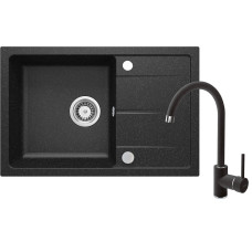 Deante Набір для кухні Leda, гранітна мийка ZRD_2113 + зміш. BEN_262M, графіт-хром (ZRDA2113)