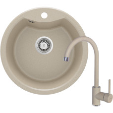 Deante Набір для кухні Solis, гранітна мийка ZRS_7803 + зміш. BEN_762M, пісок (ZRSB7803)