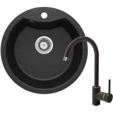 Deante Набір для кухні Solis, гранітна мийка ZRS_2803 + зміш. BEN_262M, графіт-хром (ZRSB2803)