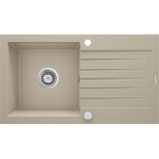 Deante Мийка кухонна Zorba, граніт, прямокутник, з крилом, 760х440х160мм, чаша - 1, накладна, пісок (ZQZ_7113)