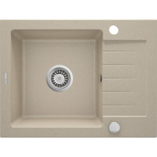 Deante Мийка кухонна Zorba, граніт, прямокутник, з крилом, 580х440х164мм, чаша - 1, накладна, пісок (ZQZ_711A)