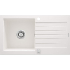 Deante Мийка кухонна Zorba, граніт, прямокутник, з крилом, 760х440х160мм, чаша - 1, накладна, алебастр (ZQZ_A113)