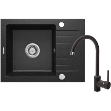 Deante Набір для кухні Zorba, гранітна мийка ZQZ_211A + зміш. BEN_262M, графіт-хром (ZQZA211A)