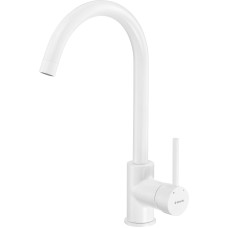 Deante Змішувач для кухні Milin, довж.виливу - 185мм, поворотний, 1 важіль, білий (BEU_W62M)
