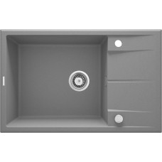 Deante Мийка кухонна Eridan, граніт, прямокутник, з крилом, 780х500х210мм, чаша - 1, накладна, металічний сірий (ZQE_S11B)