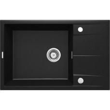 Мийка кухонна Deante Eridan, граніт, прямокут., з крилом, 780х500х210мм, чаша - 1, накладна, чорний (ZQE_N11B)