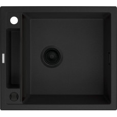 Мийка кухонна Deante Magnetic, граніт, квадрат, без крила, 560х500х219мм, чаша - 1, накладна, чорний матовий (ZRM_N103)