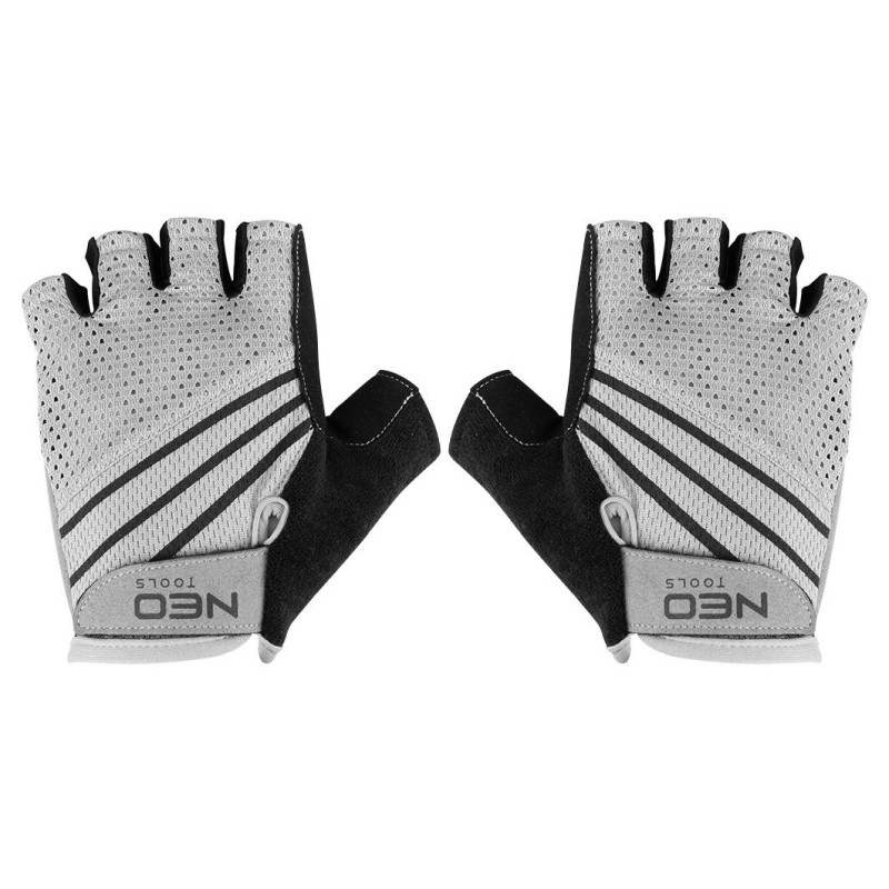 Neo Tools Рукавички велосипедні, синтетична шкіра, протиковзкі, антивібраційне набивання, роз. L, білий (91-016-L)