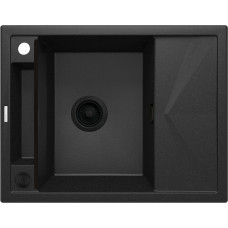 Мийка кухонна Deante Magnetic, граніт, прямокут., з крилом, 640х500х219мм, чаша - 1, врізна, металічний графіт (ZRM_G11A)