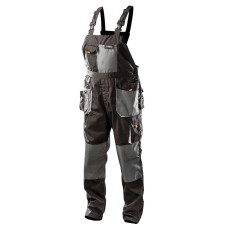 Neo Tools Напівкомбінезон робочий HD, посилення тканиною Oxford, відсік для наколінників, потрійний шов, XXL(58), сірий (81-240-XXL)