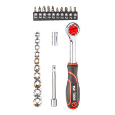 Top Tools Набір торцевих головок і біт, 1/4", 23шт, з тріскачкою (38D505)