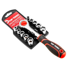 Top Tools Набір торцевих головок, 1/4", з тріскачкою, з подовжувачем, 12 од (38D147)