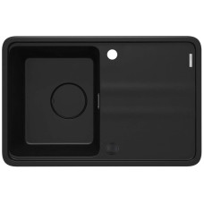Мийка кухонна Deante Momi, граніт, прямокут., з крилом, 670х440х230мм, чаша - 1, врізна, чорний матовий + кухонна дошка (ZKM_N11A)