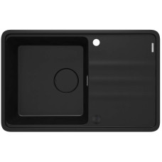 Мийка кухонна Deante Momi, граніт, прямокут., з крилом, 780х500х230мм, чаша - 1, врізна, чорний матовий + кухонна дошка (ZKM_N113)