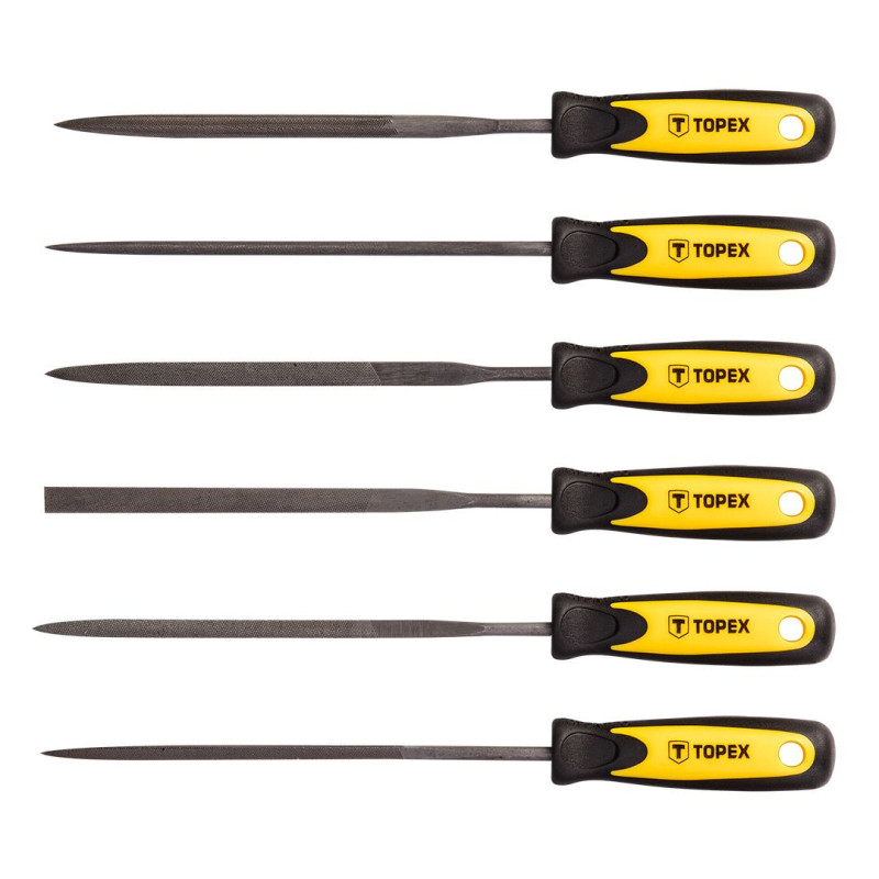 Topex Надфілі по металу, набір 6шт, алмазні, діаметр 3мм, рукоятка двокомпонентна, 150мм (06A010)