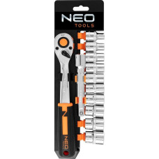 Neo Tools Набір торцевих головок, 12шт, 1/2", тріскачка 90 зубців, CrV (10-030N)