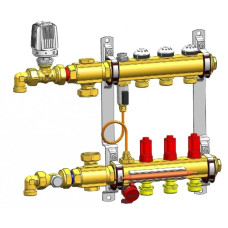 Модуль управління для підлогового опалення ,підключення знизу .HERZ COMPACTFLOOR light SK,(4 відведення),3/4 3F53374