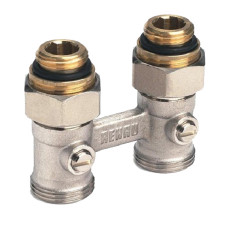 Блок шарових кранів G1/2" x G3/4" прямий, для радіаторів з нижнім підключенням (у комплекті з ніпеля (240727001)