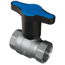 Кран кульовий ВР-ВР, з пластиковою ручкою (синя), PN=25. Корпус з кованої латуні, нікельований, згідно EN 12420., 1". 1220153 Herz
