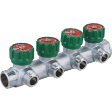 394012 Розподільча гребінка з регулюючими вентилями 4 контури 3/4''x1/2", латунь, Tervix Pro Line WD (394012)