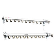 Колектор розподільчий HLV 10 для систем опалення (стальний), 10 конт 3/4", компл. з 2 шар кранами 1" (110216001)