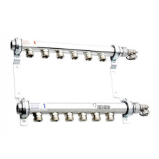 Колектор розподільчий HLV 6 для систем опалення (стальний), 6 контурів 3/4", компл з 2 шар кран 1" (110208001)