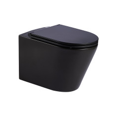 LUGO унітаз підвісний, Rimless, сидіння жорстке Slim slow-closing, чорний мат, VOLLE (1348.471004)