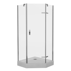 STEFANI душова кабіна 90*90*205см п`ятикутна на мілкому піддоні 15см, розпашна, скло прозоре, EGER (599-535 (3 коробки))