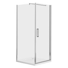 RUDAS душова кабіна 90*90*205см квадратна, розпашна, права, скло прозоре, права, піддон (PUF) 5см з сифоном, скло прозоре, EGER (599-001/R (3коробки))
