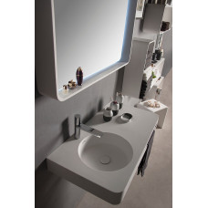 Умивальник-стільниця 75*48*14см підвісний кам`яний з рушникотримачем, Solid surface, VOLLE (13-40-742)