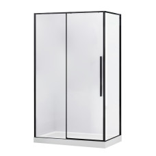 A ЛАНЬ душова кабіна 80*120*208,5 см прямокутна, реверсивна (на піддоні 13,5 см) двері розсувні, скло прозоре, ЕГЕР (599-550 Black)