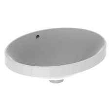 Geberit 500.717.01.2 VariForm Умивальник овальний, 55х40см, що вбуд.в стільницю, без отв. під змішувач, з переливом, глазурований знизу,білий глянець