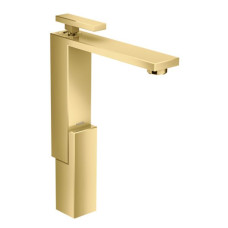 AXOR EDGE змiшувач для умивальника, одноважiльний, 280, зi зливним гарнiтуром push-open, полiроване золото, AXOR (46030990)