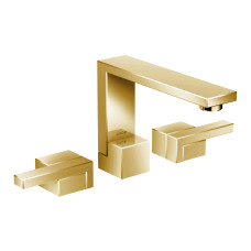 AXOR EDGE змiшувач для умивальника, на 3 отвори, зi зливним гарнiтуром push-open, полiроване золото, AXOR (46050990)