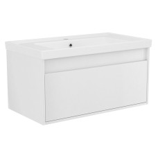 LABE комплект меблів 80см, білий: тумба підвісна, 1 ящик + умивальник накладний артi110302, IMPRESE (f3214W)