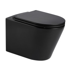 VOLLE NEMO BLACK Безрамочный унитаз 51,5*35,5*36,5см подвесной, матовый, сиденье твердое Slim медленного закрывания, (13-17-316 Black)