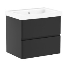 OLIVA комплект меблів 65см чорний: тумба підвісна, 2 ящики + умивальник накладний арт 13-01-065А, VOLLE (15-45-61B)