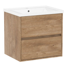 TEO комплект меблів 65см дуб готланд: тумба підвісна, 2 ящики + умивальник накладний, VOLLE (15-88-610Dr)