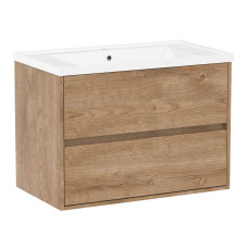 TEO комплект меблів 80см дуб готланд: тумба підвісна, 2 ящики + умивальник накладний, VOLLE (15-88-810Dr)