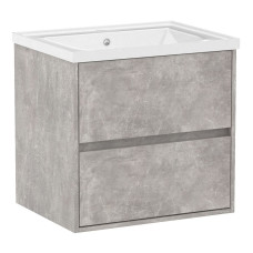 TEO комплект меблів 65см бетон: тумба підвісна, 2 ящики + умивальник накладний, VOLLE (15-88-61C)