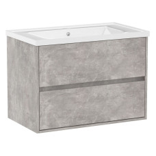 TEO комплект меблів 80см бетон: тумба підвісна, 2 ящики + умивальник накладний, VOLLE (15-88-81C)