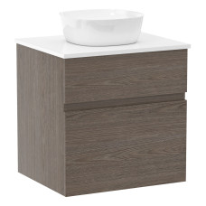 BLATNA L комплект меблів 60см, колір ільм бергамо: тумба підвісна, зі стільницею, 2 ящики + умивальник накладний, IMPRESE (f32008Dr)