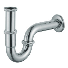 Сифон для умивальника трубний, без донного клапана, латунь, хром, 1 1/4, патрубок Ø32 мм, IMPRESE (SBP000000132)